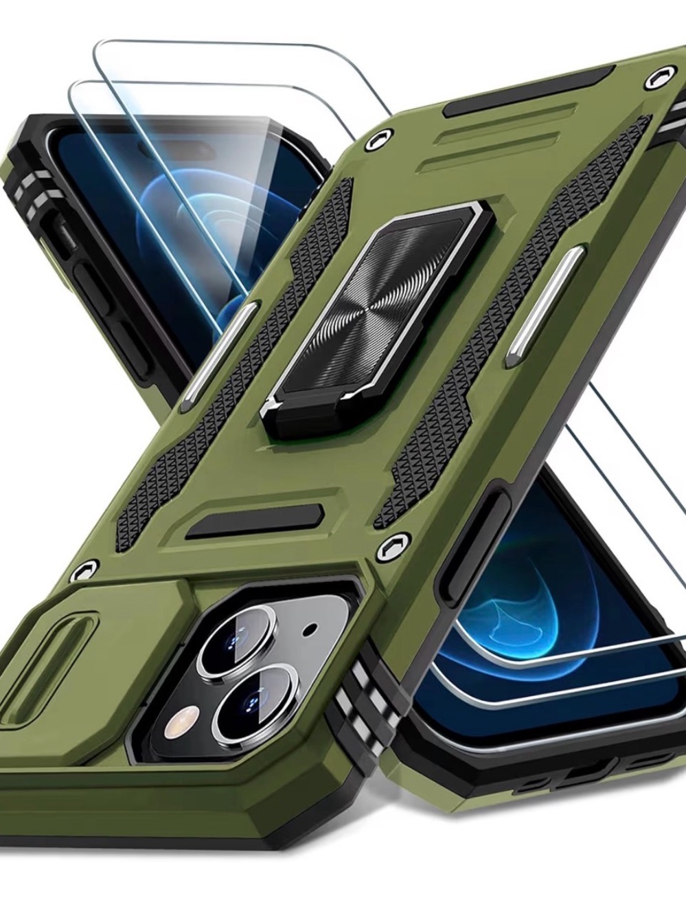 Rugged Armor Phone Case with Kickstand - Olive Green